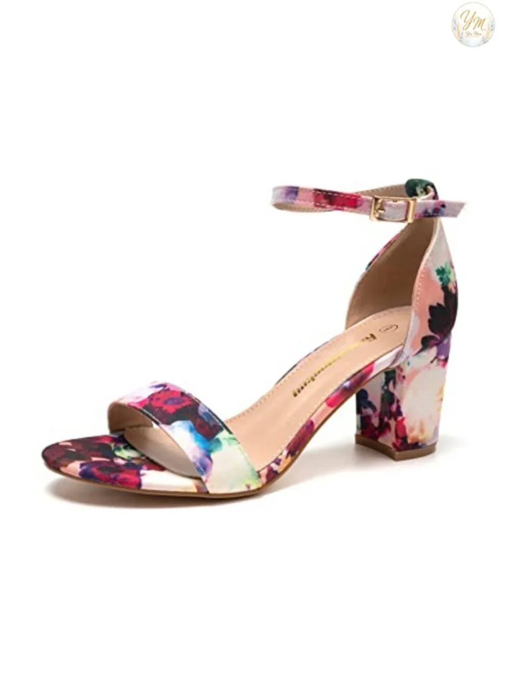 Chunky Heeled Sandals Women's Two Strap Open Toe Ankle Strap PU